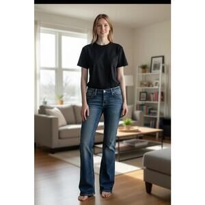 Women's 27x32 Rock by Wrangler Low Rise  Flared Denim Jeans Embroidered Pockets